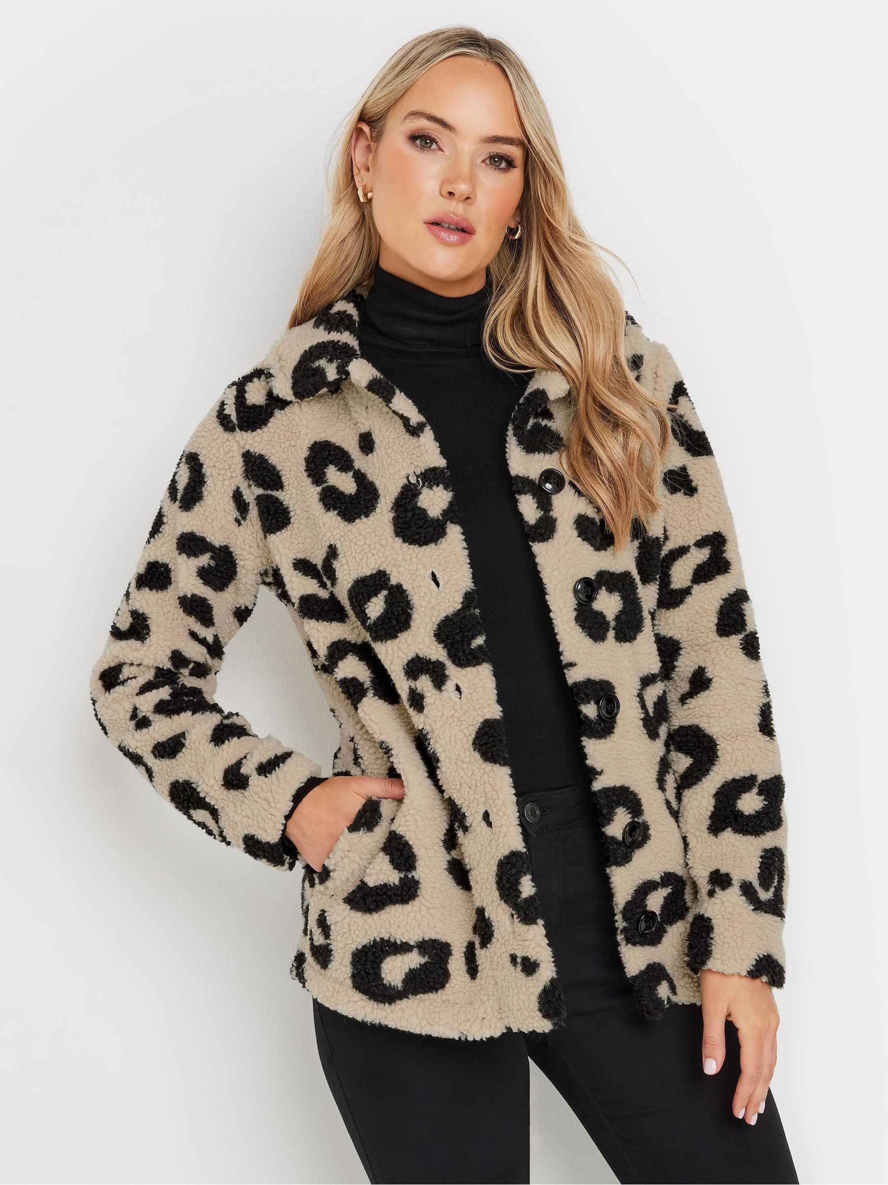 Buy Long Tall Sally Natural Leopard Print Borg Teddy Fleece Jacket