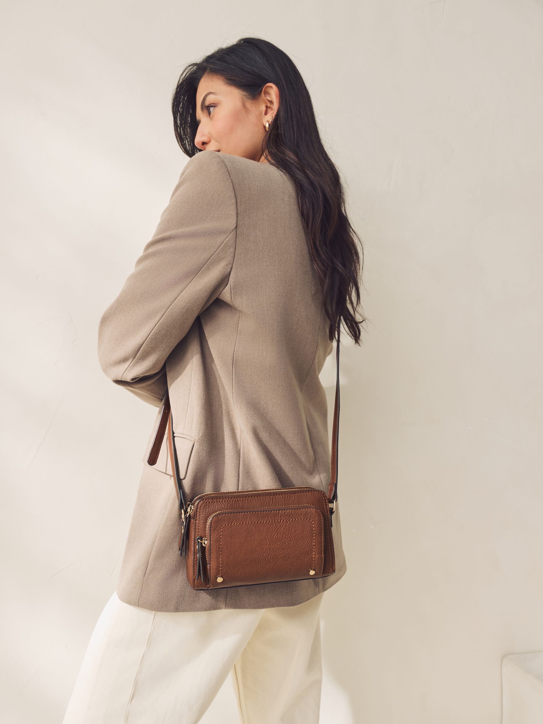 Buy Tan Brown Double Zip Cross Body Bag from Next USA