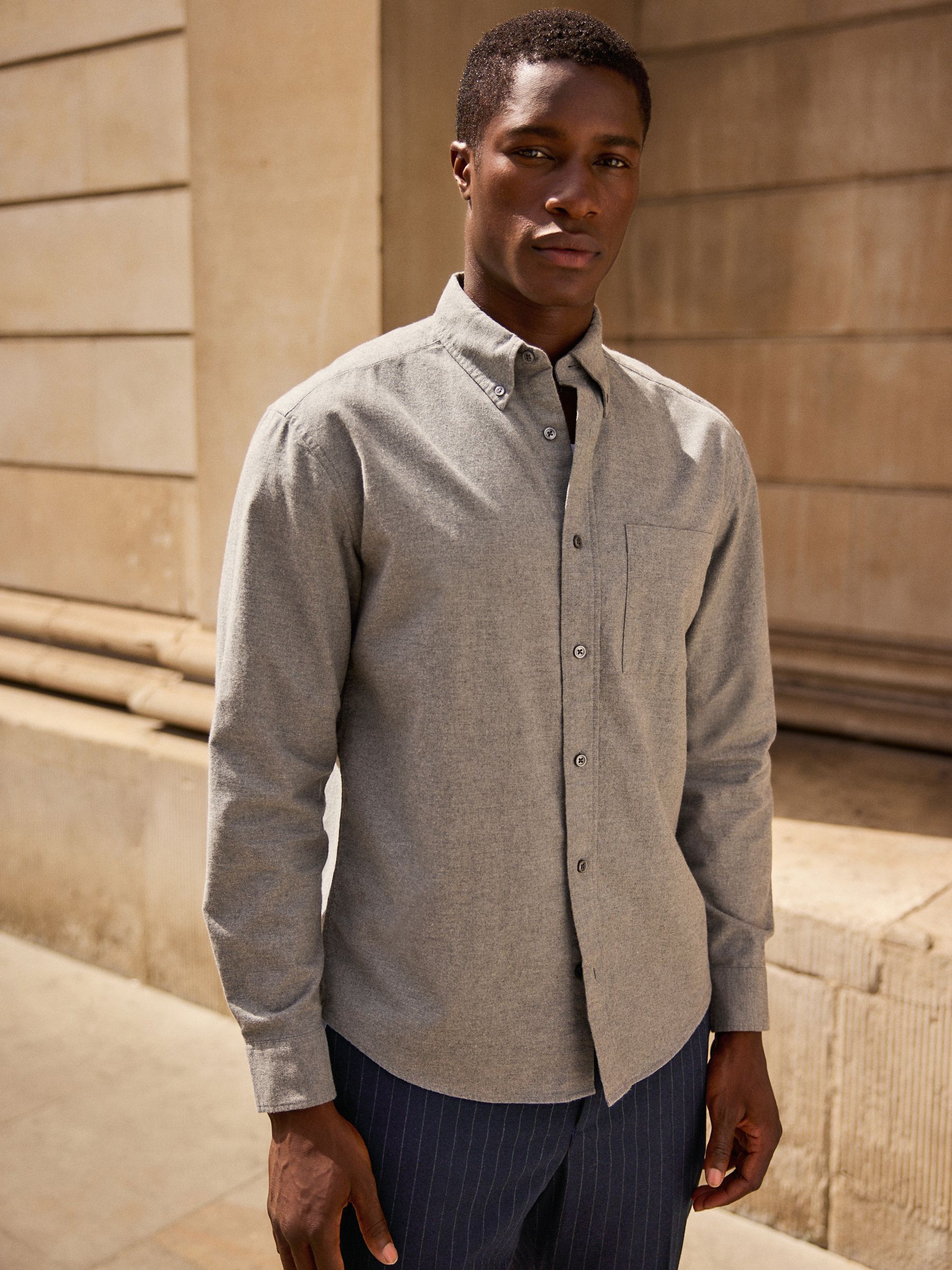Buy Grey Soft Touch Oxford Long Sleeve Shirt from Next USA