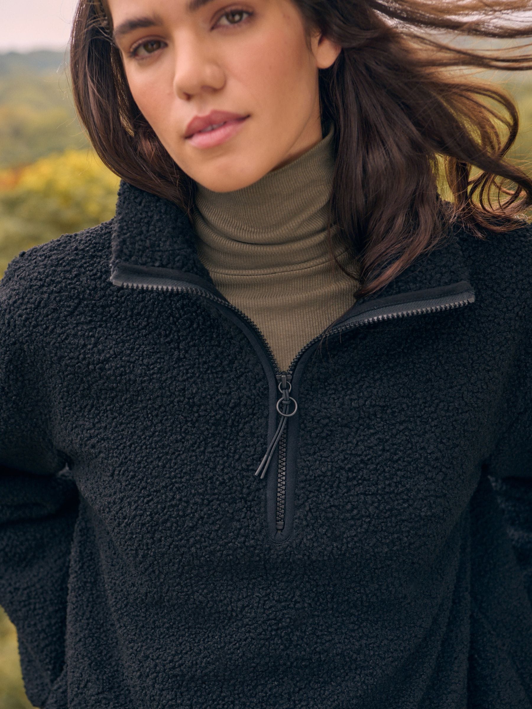 Buy Black Teddy Borg Cosy Longline Quarter Zip Fleece from Next USA