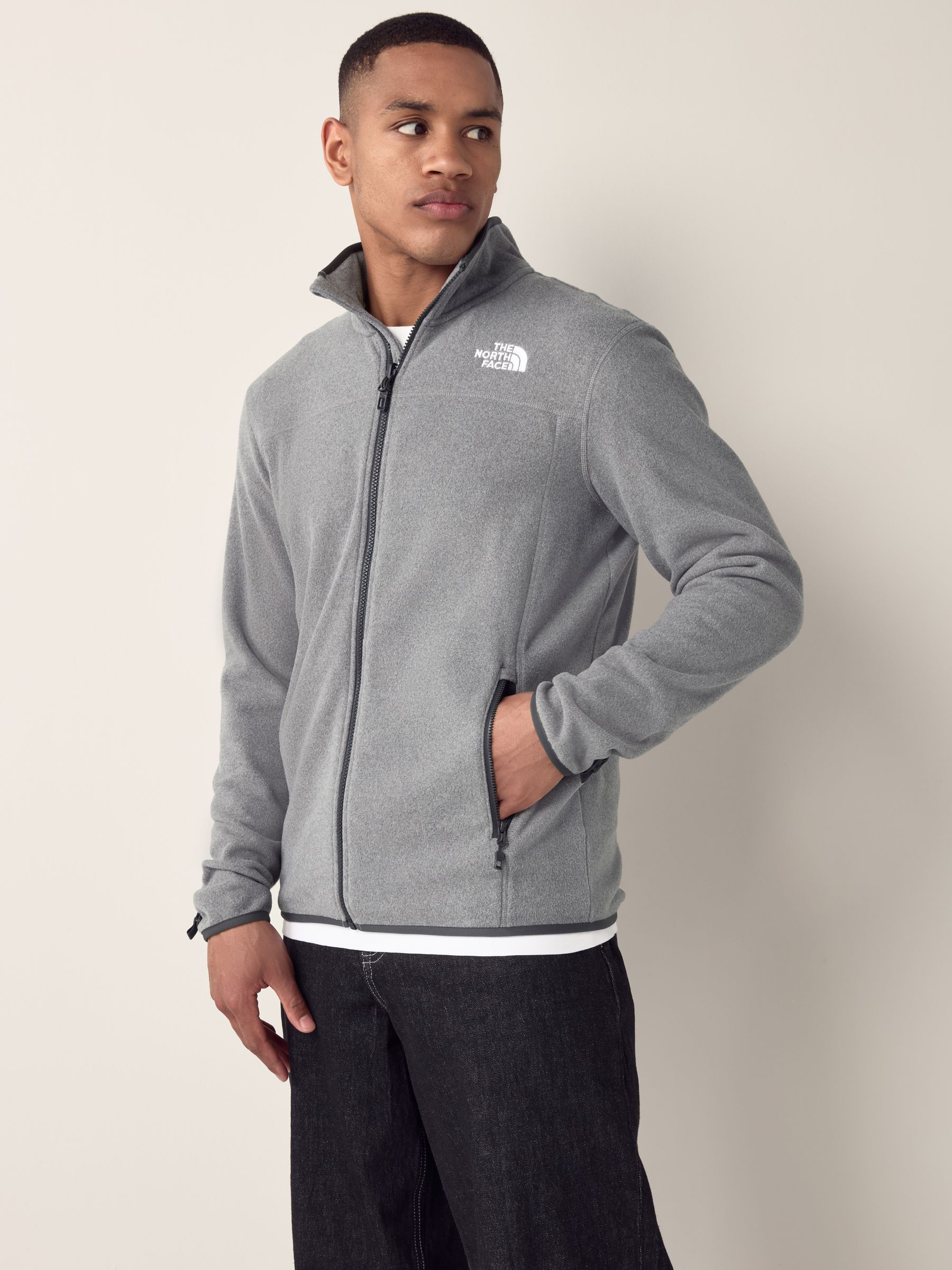 Buy The North Face Light Grey Glacier Full Zip Fleece from Next USA