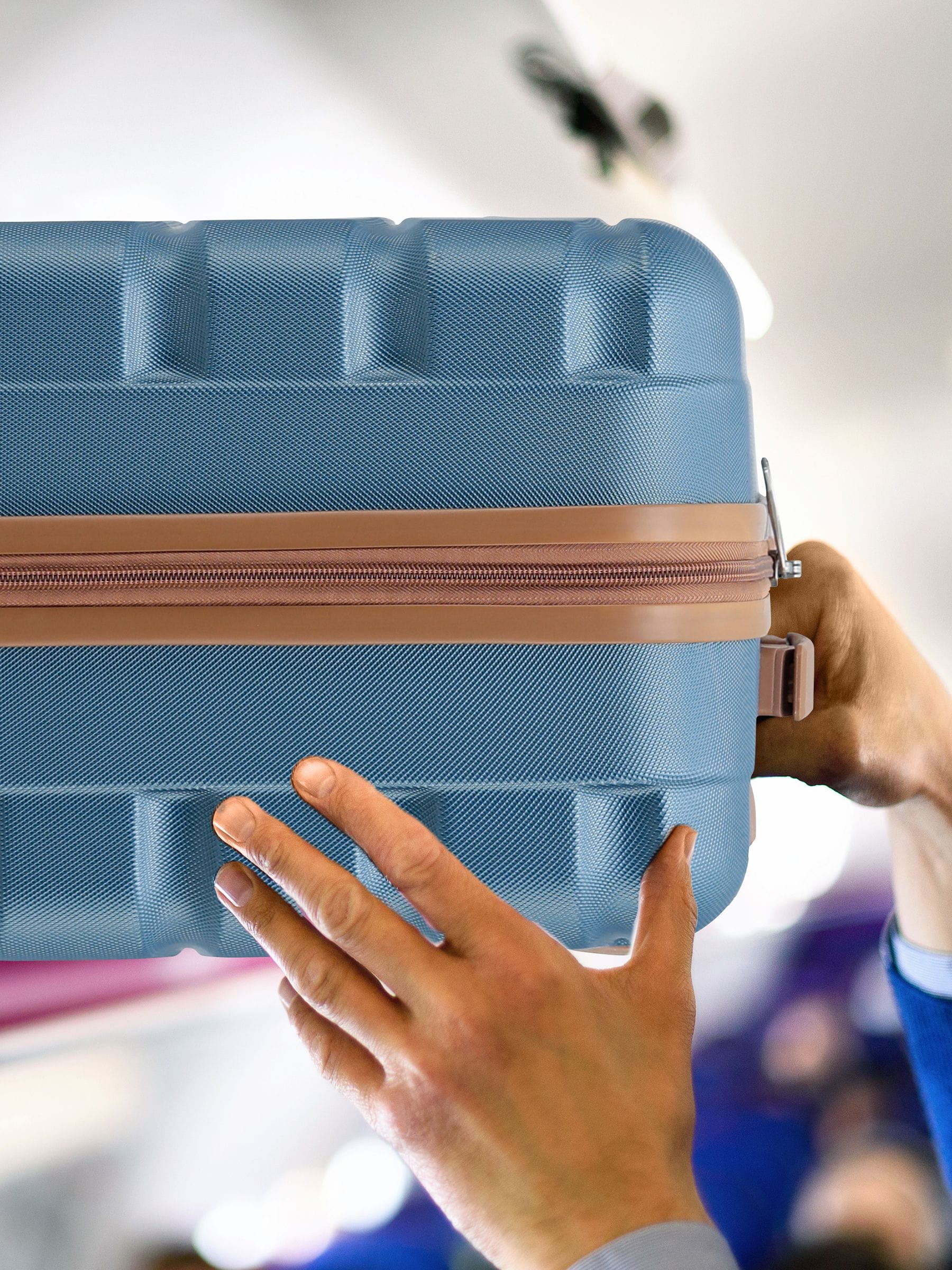 Buy Flight Knight Blue/Tan 56x45x25cm EasyJet Overhead 4 Wheel ABS