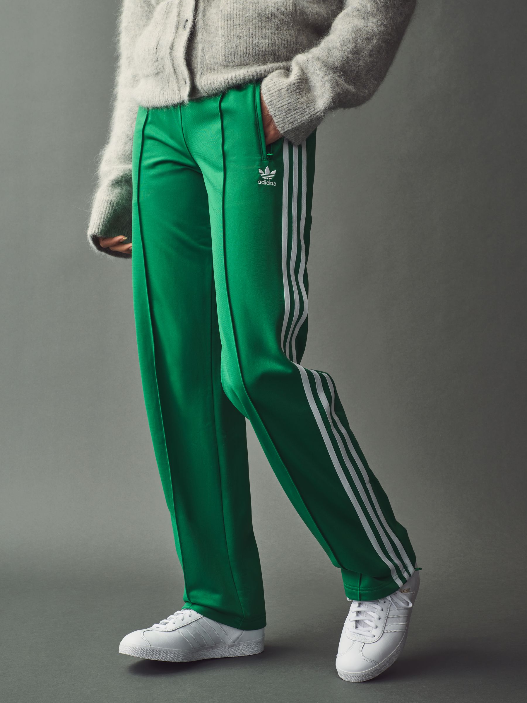 Buy adidas Green Straight Firebird 3 Stripe Straight Trackpants
