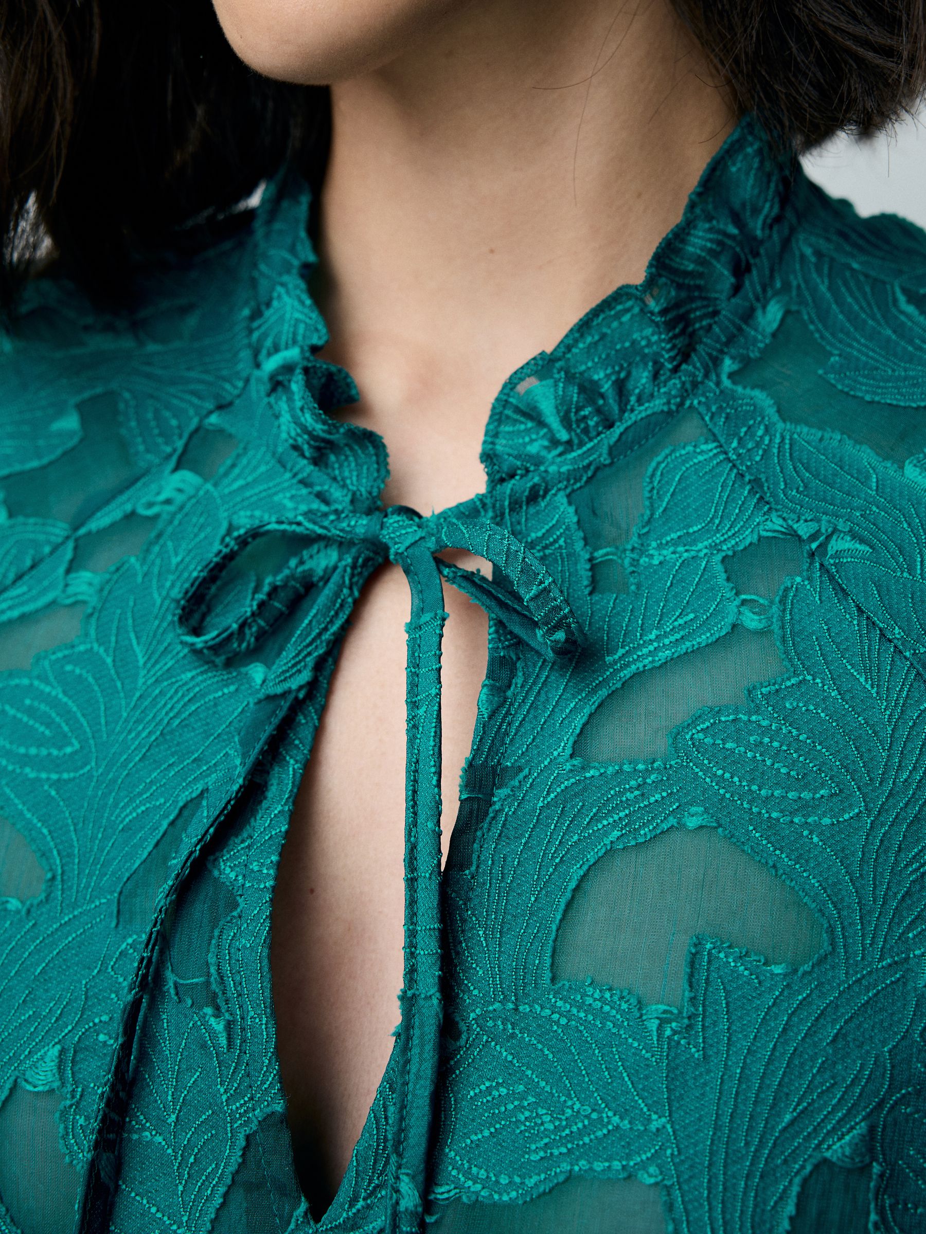 Buy Teal Blue Jacquard Long Sleeve Blouse from Next USA