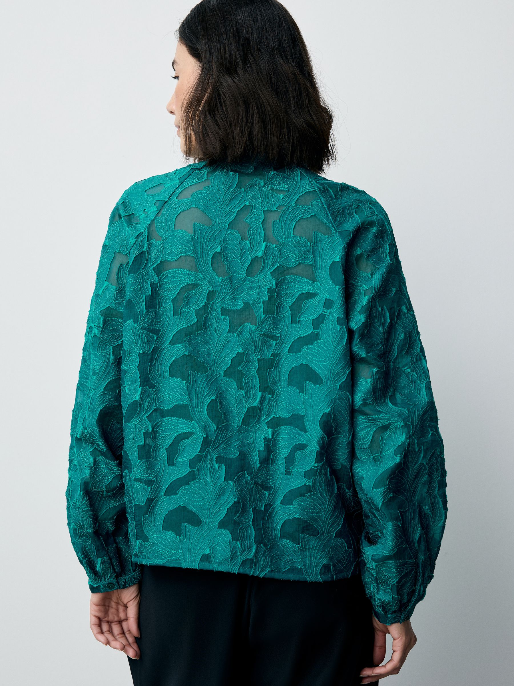 Buy Teal Blue Jacquard Long Sleeve Blouse from Next USA