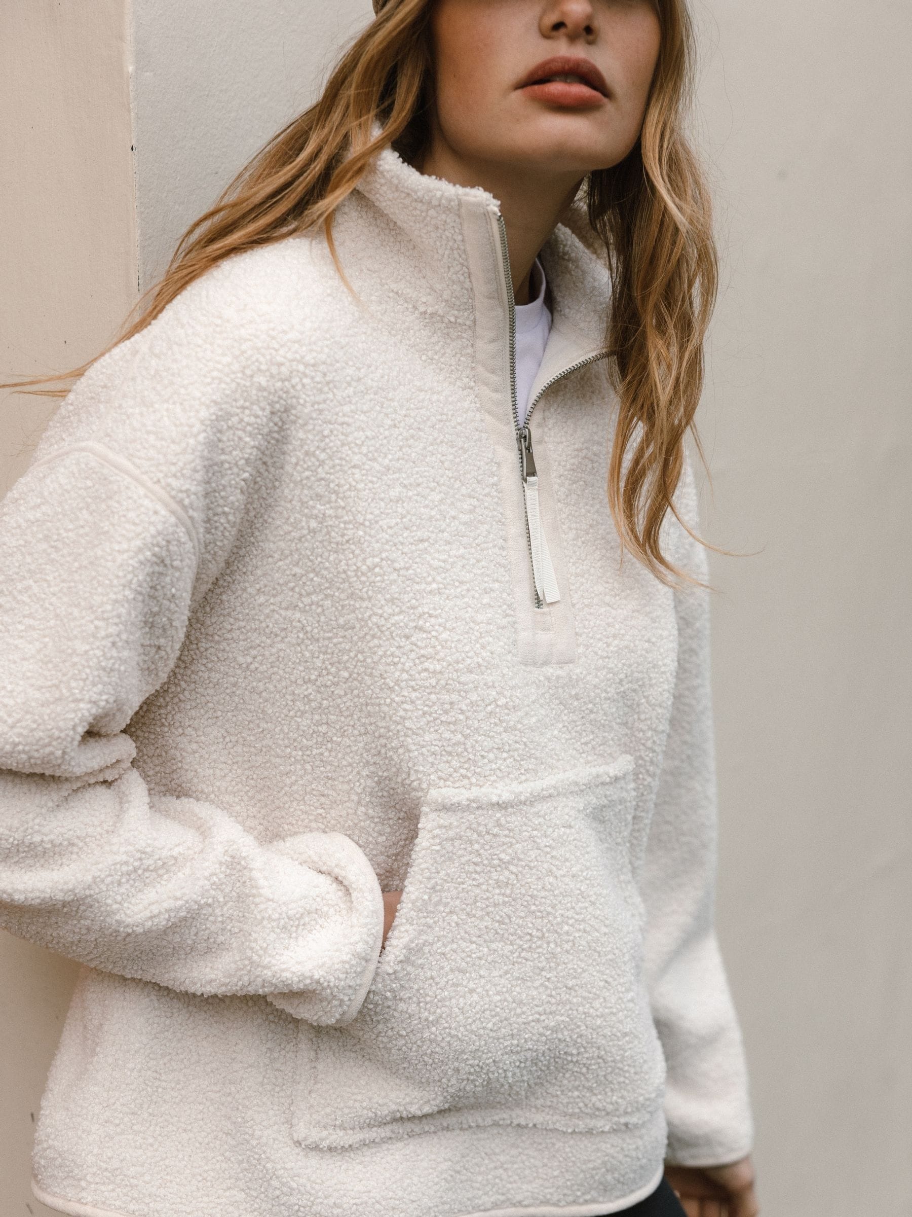 Buy Chelsea Peers White Borg Quarter Zip Hooded Fleece from Next USA