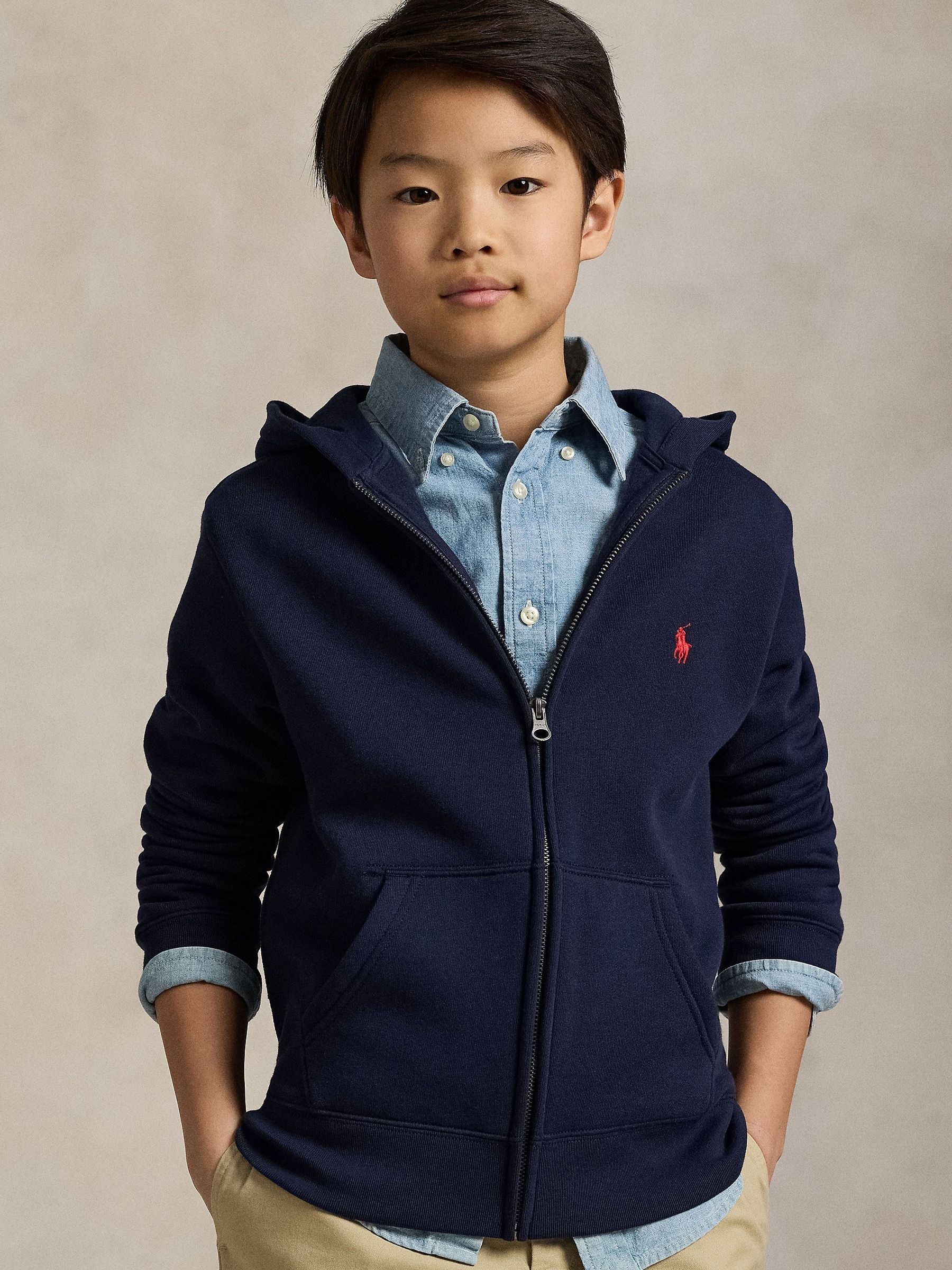 Buy Polo Ralph Lauren Blue Zip Through Logo Hoodie from Next USA