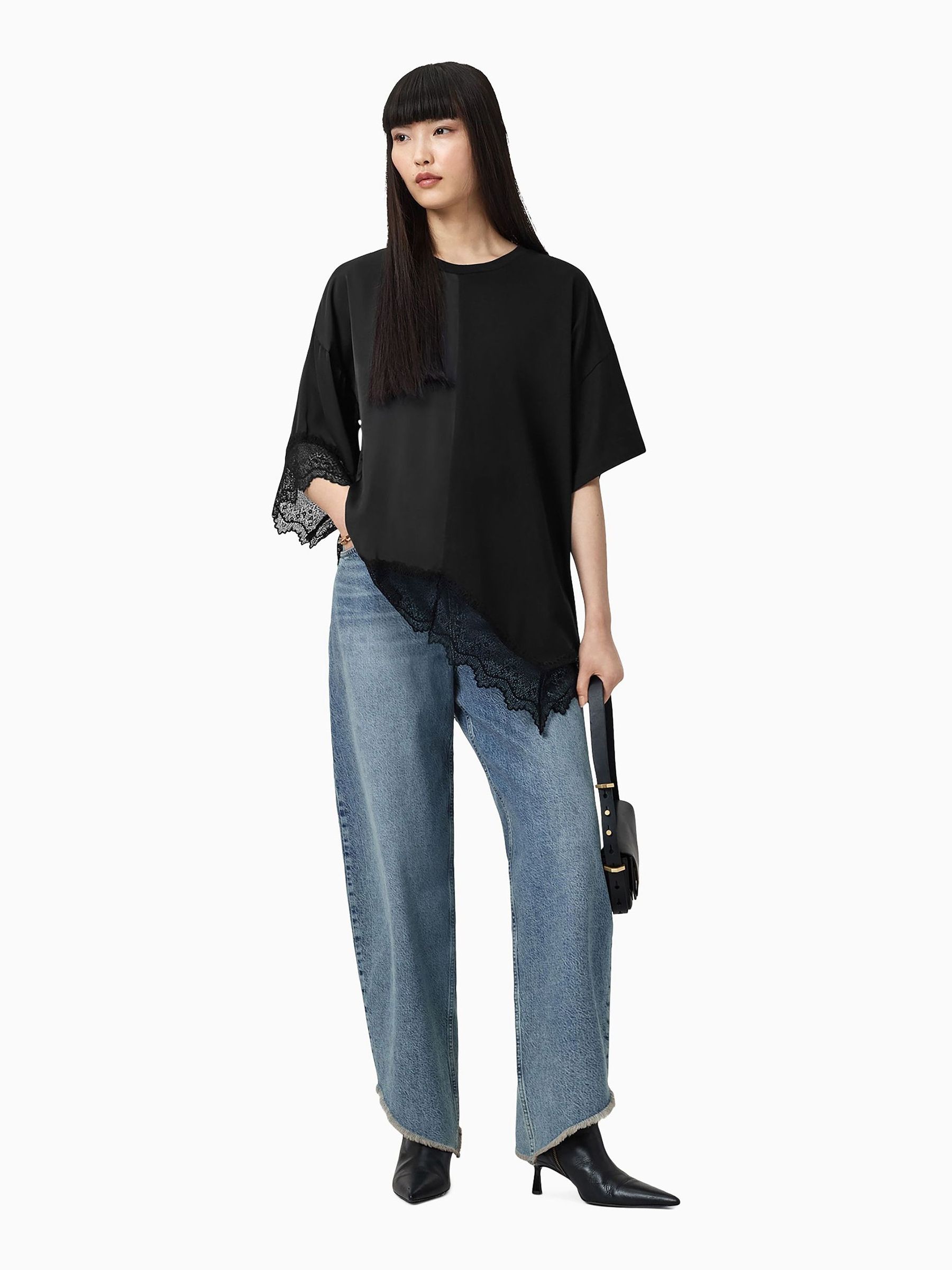 Buy AllSaints Black Lenny Lace T-Shirt from Next USA