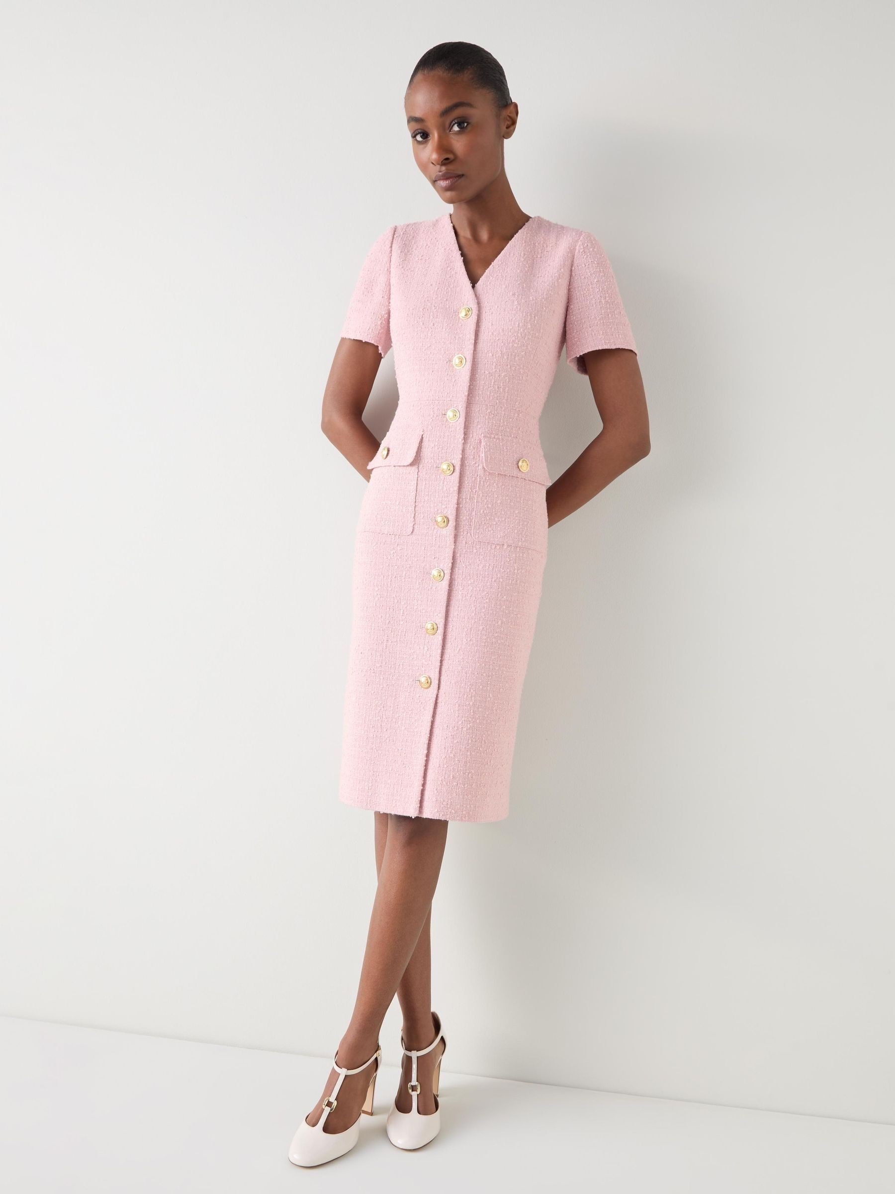 Buy LK Bennett Pink Carla Tweed Cap Sleeve Dress from Next USA