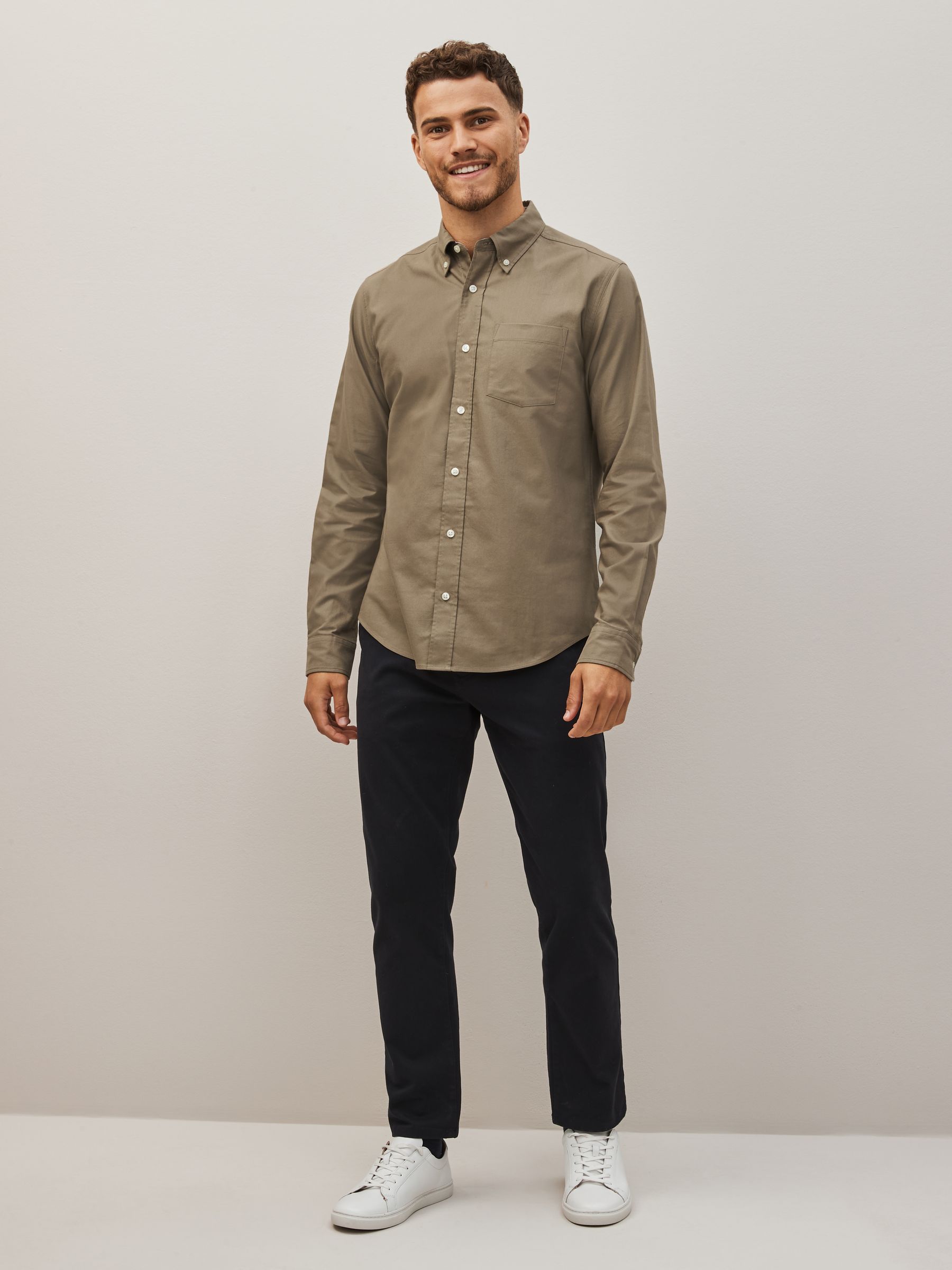 Buy Stone Natural Regular Fit Long Sleeve Oxford Shirt from Next USA