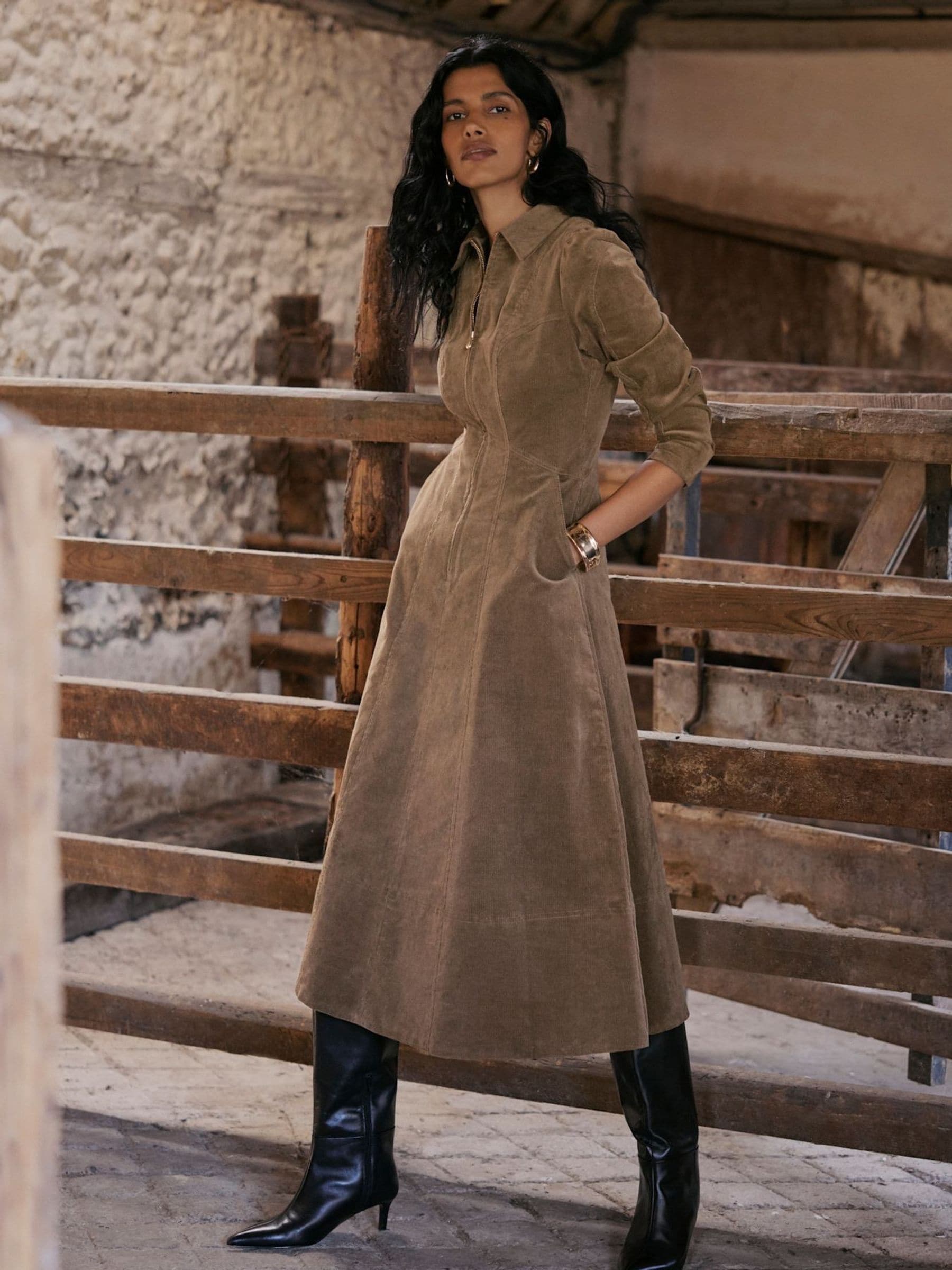 Buy Mint Velvet Brown Corduroy Midi Dress from Next USA