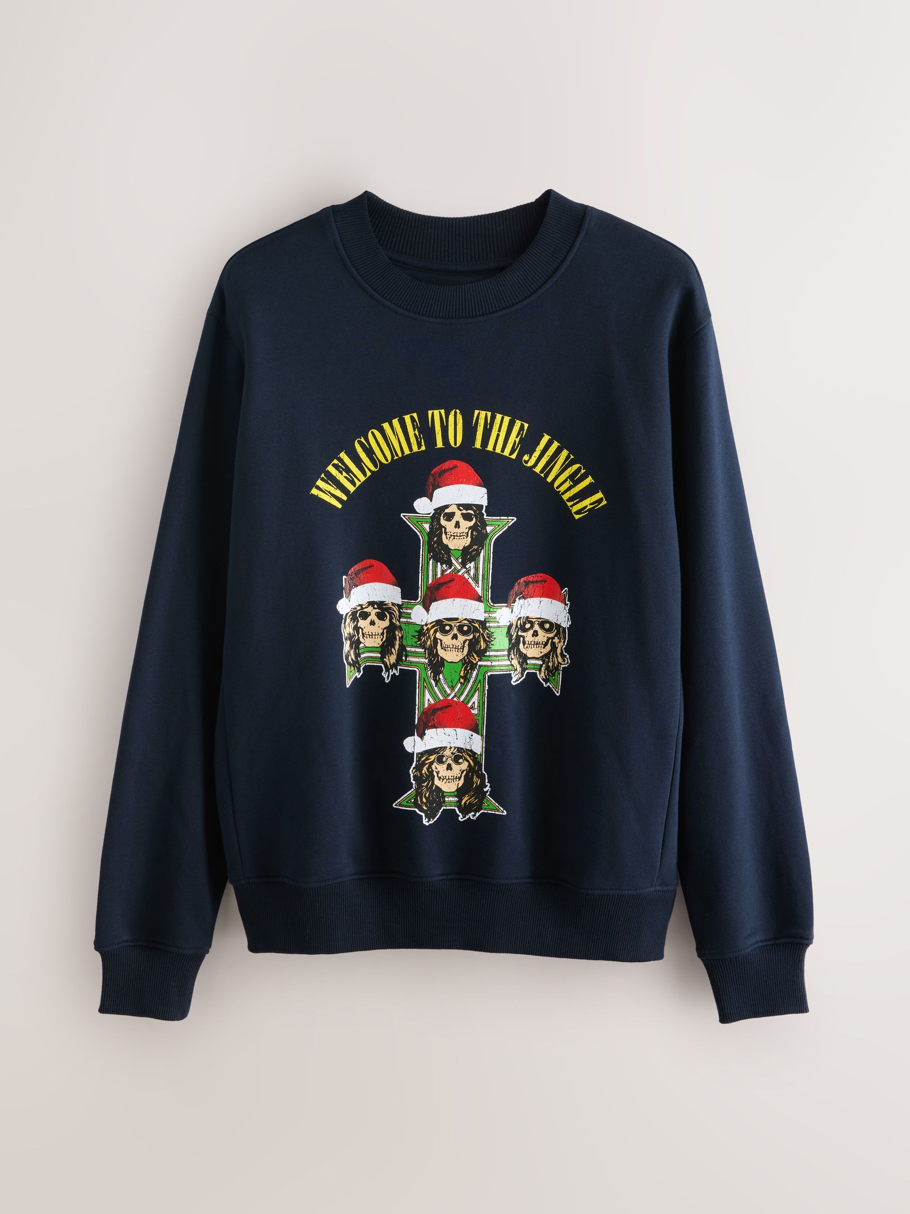 Buy Navy Blue Guns N' Roses Christmas Licence Crew Sweatshirt from