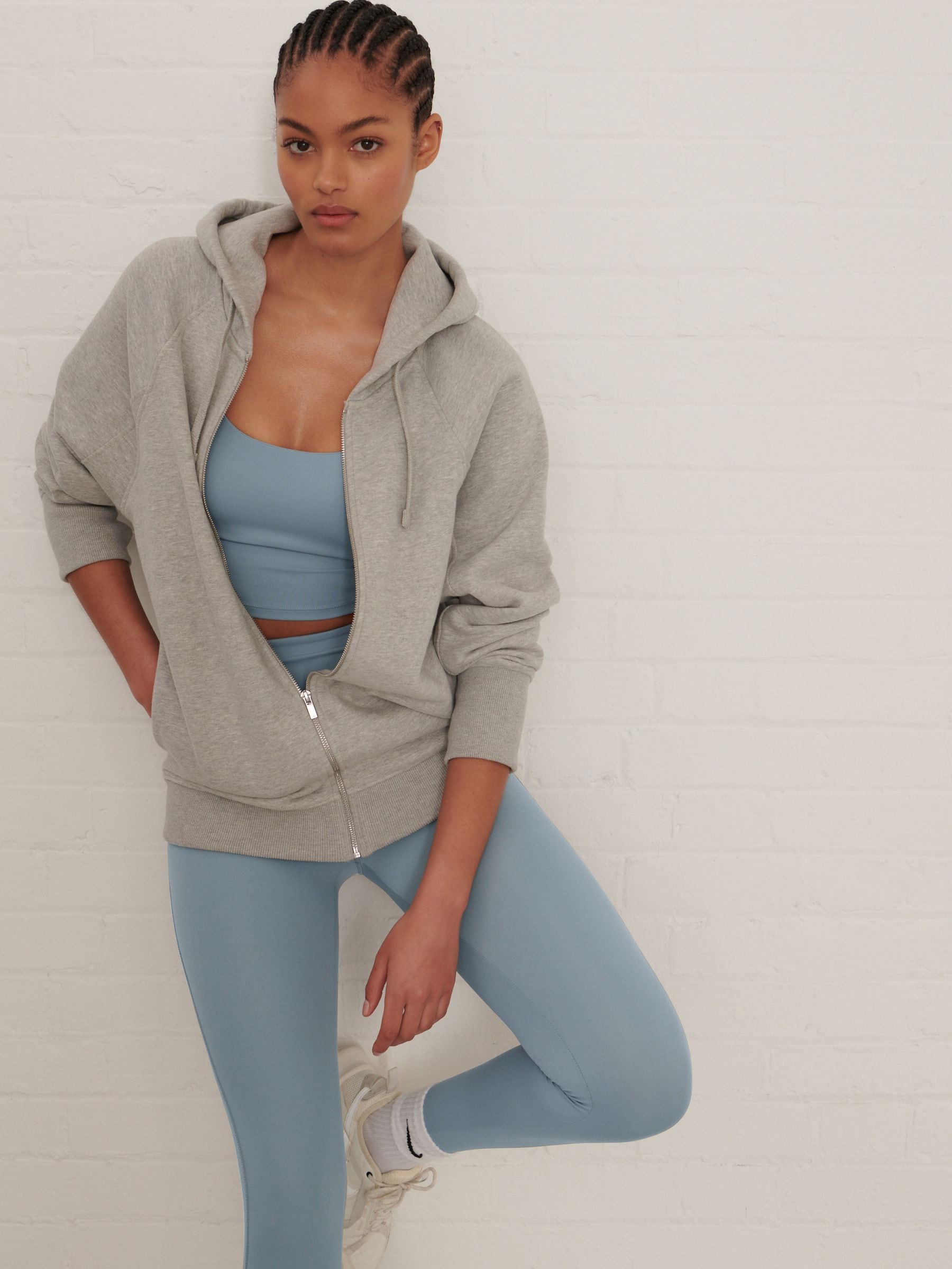 Buy Grey Active Soft Touch Longline Zip Up Hoodie from Next Canada