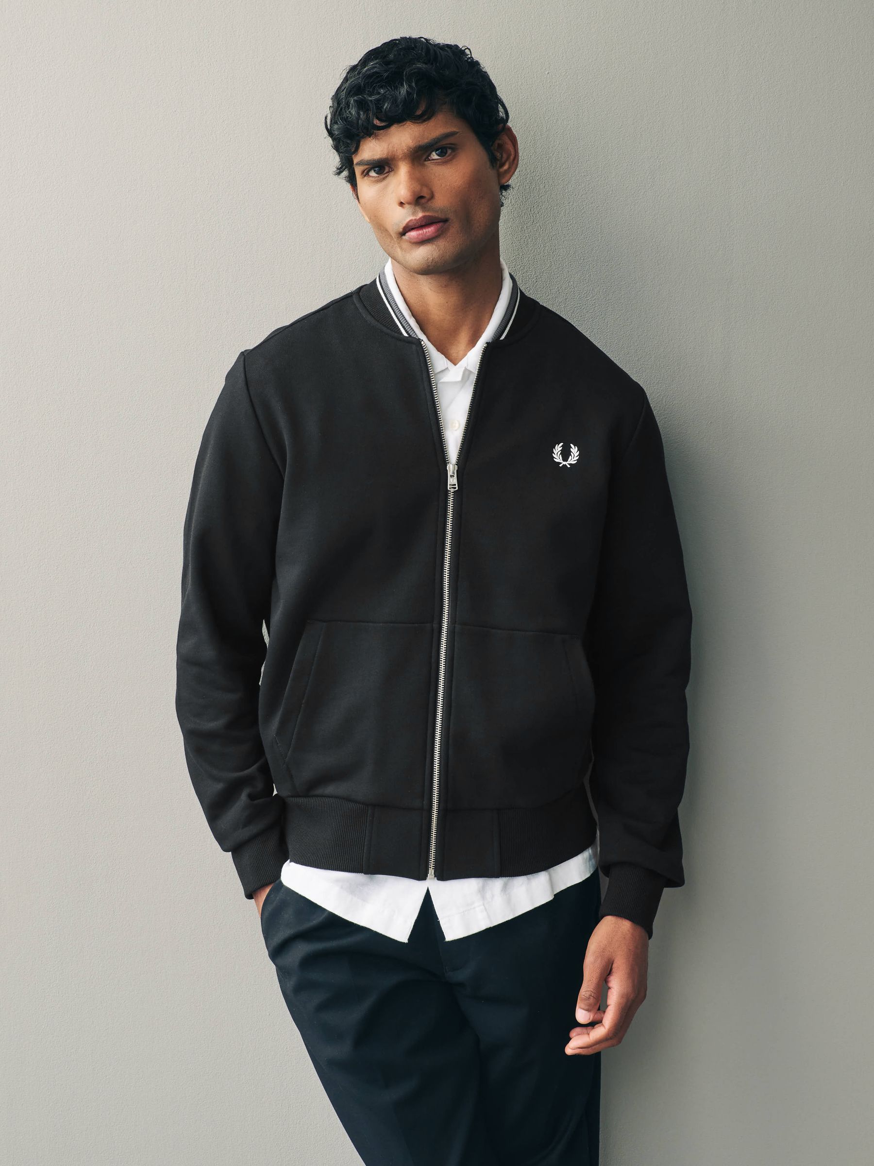 Buy Fred Perry Black Zip Up Sweatshirt from Next USA