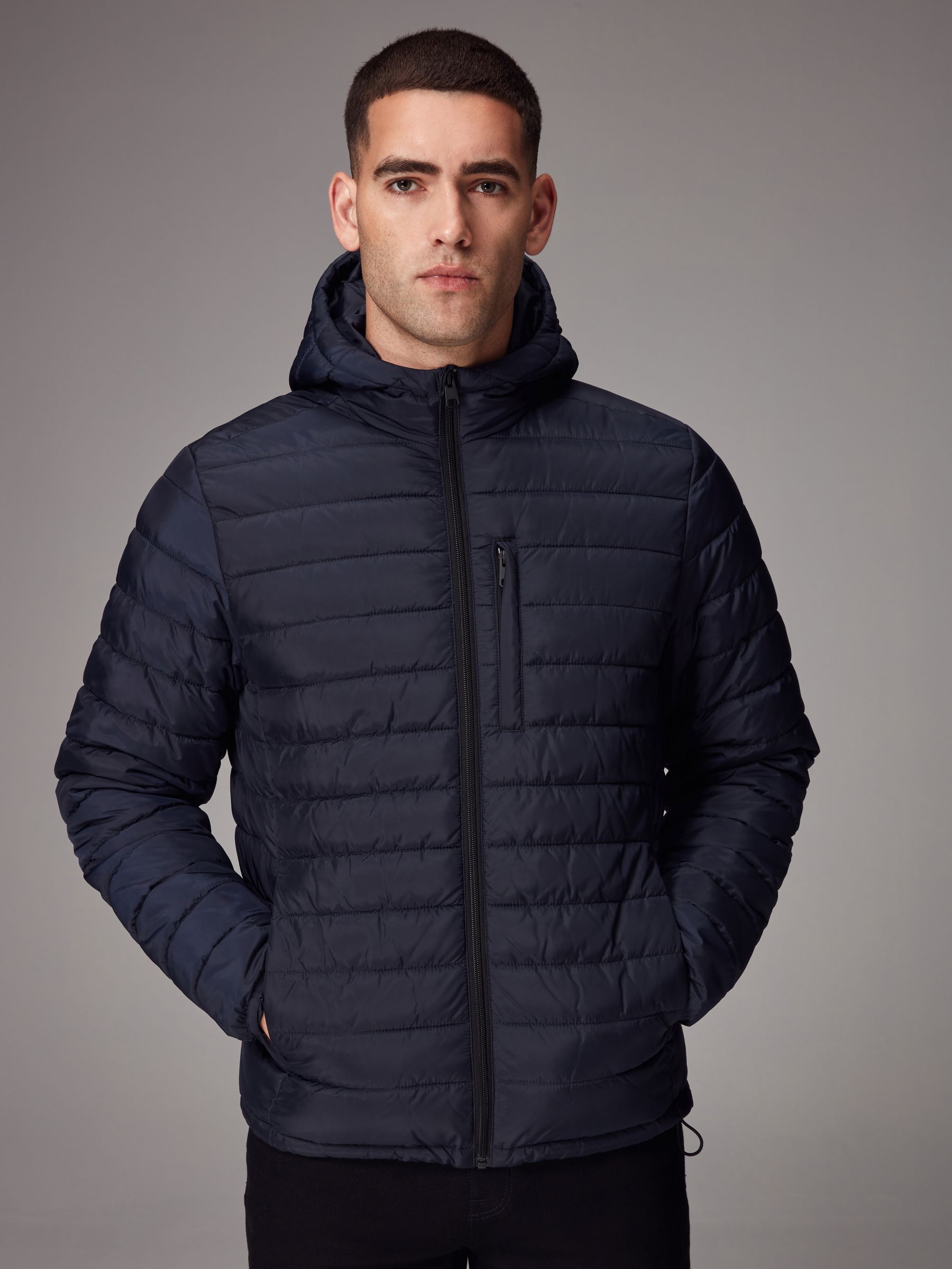 Next：日本 ネイビー ブルー - ダウンジャケット 小雨耐性 軽量 フード