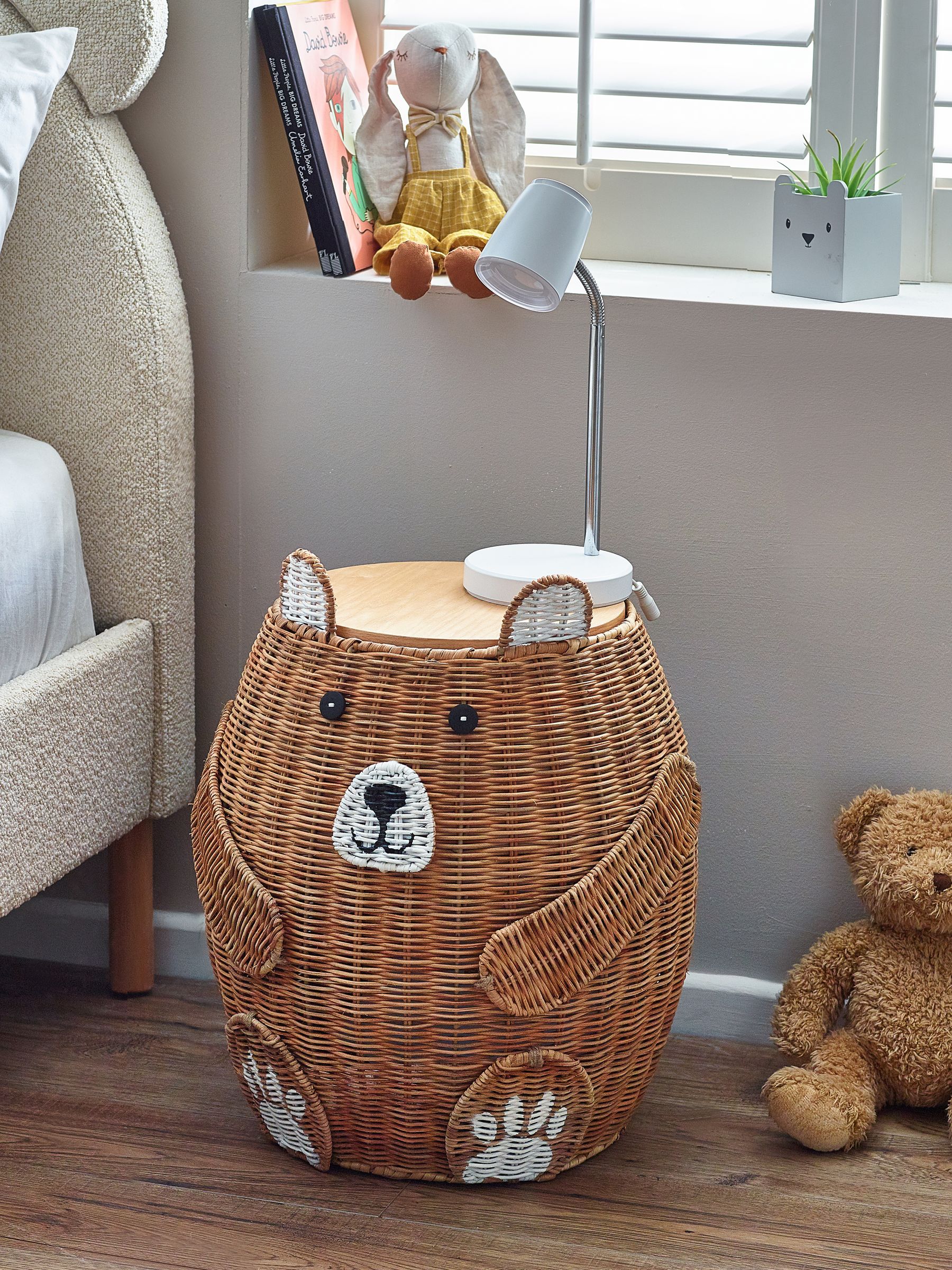 Buy Brown Bertie Bear Kids Storage Basket Bedside Table from the