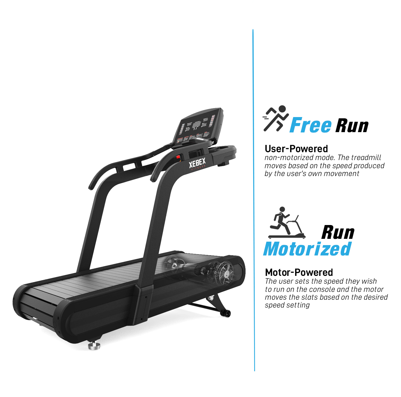 XEBEX FREERUN MOTORIZED TREADMILL SMART CONNECT - XEBEX FITNESS