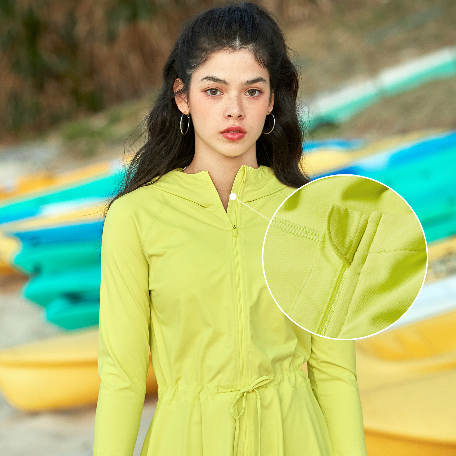 WA5460H UVカット ジップアップ ワンピース