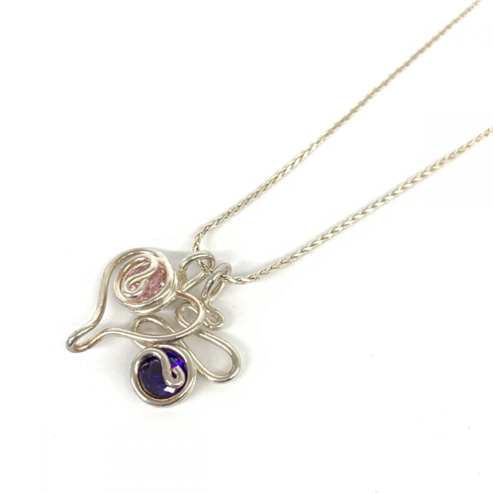 アイランドスピリット/SVネックレス/カラーストーン/琉球ガラス