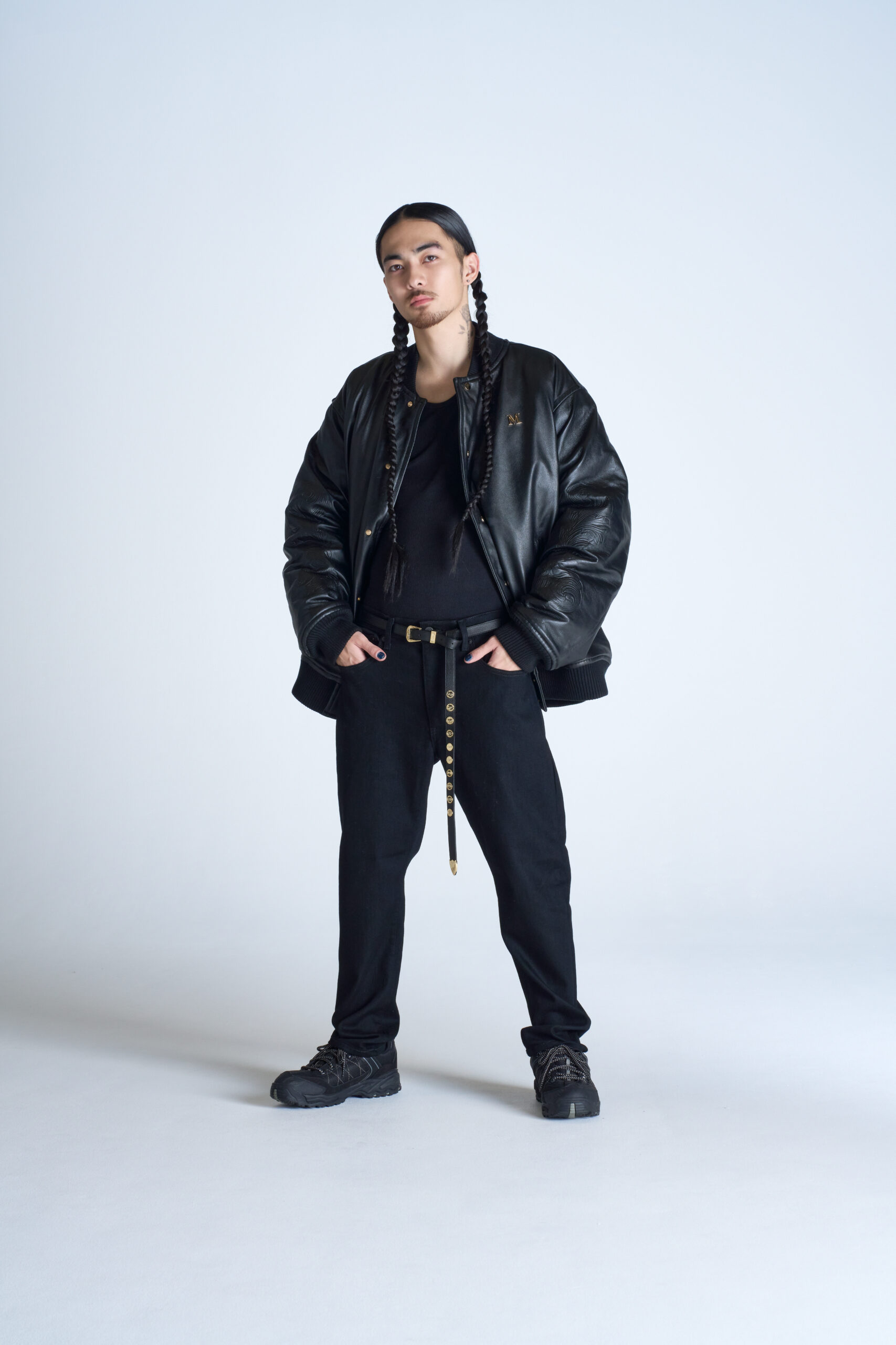 スタジアムレザージャケット/EDWIN × MATIN AVENIR サルエルスキニー