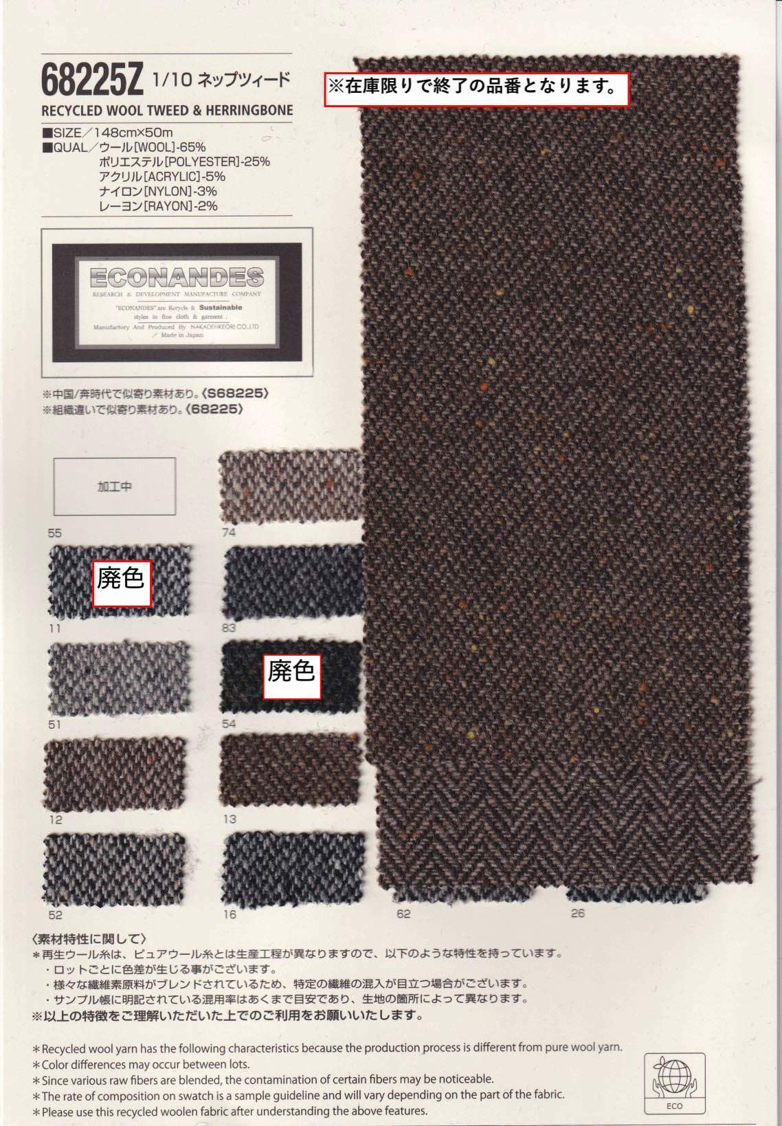 sz68225Z 1／10 ネップツイード ツイル＆ヘリンボン | 【 生地問屋