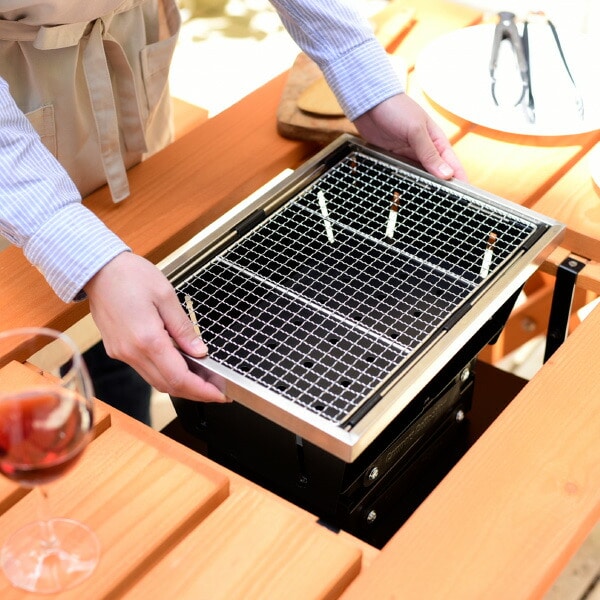 ガーデン テーブル セット 3点 BBQ仕様 PTS-1207BS | 山善ビズコム