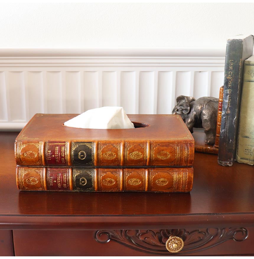 イギリス製 アンティーク風 ブック型ティッシュボックス｜おしゃれ