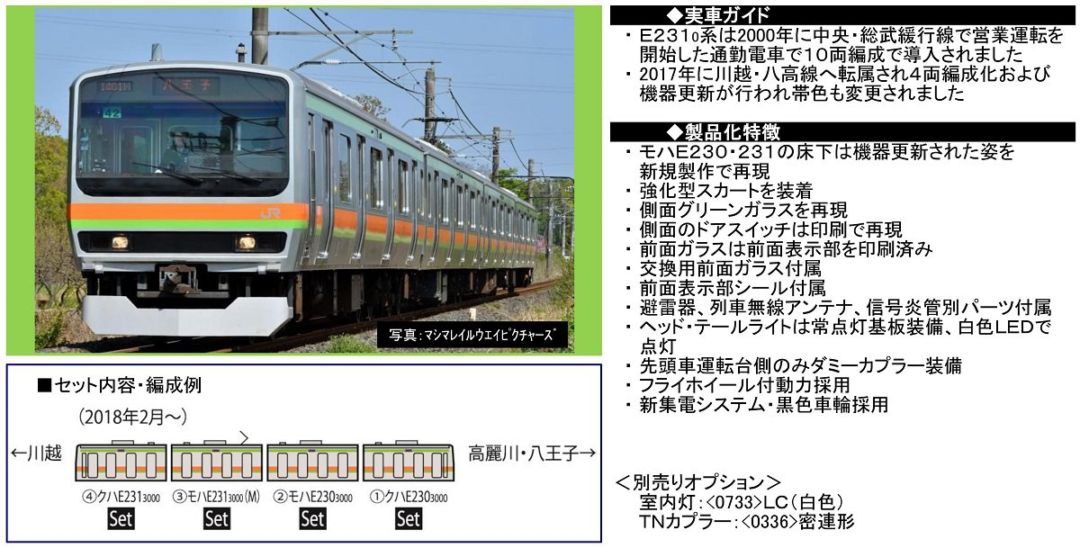 TOMIX E231系3000番台 通勤電車（川越・八高線）セット 98301