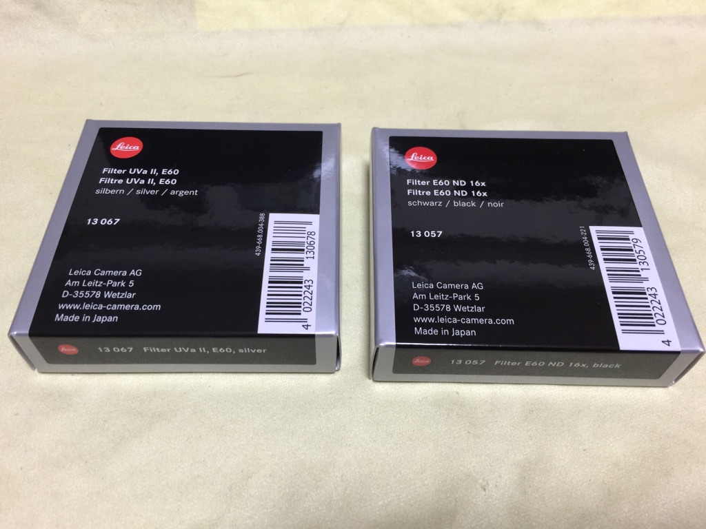 Leica E60 UVa II Filter (silver) & E60 ND16 Filter (black) - 晴れ