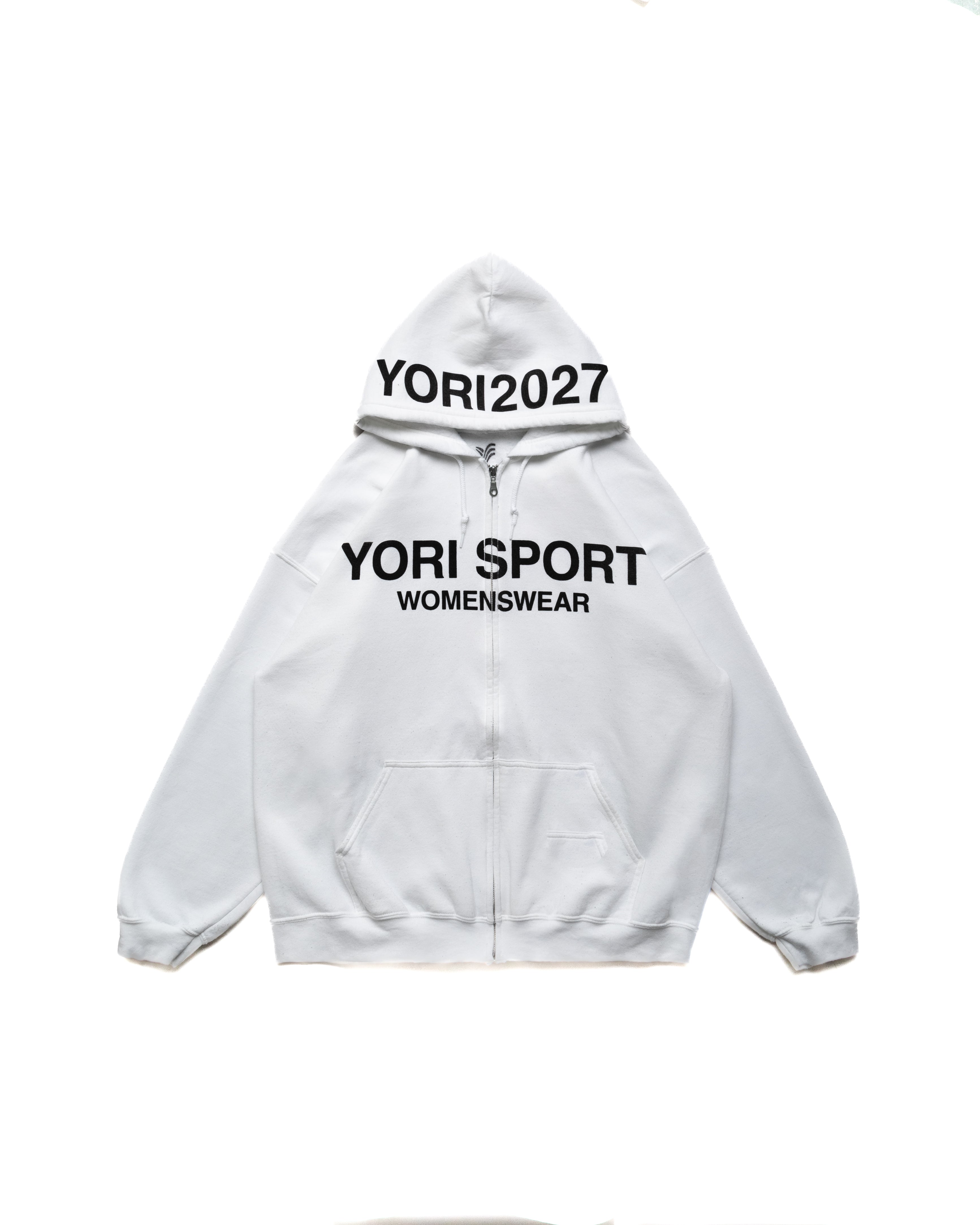 Yori Sport Womenswear Text Zip-Up Hoodie (White/Black) | YORI