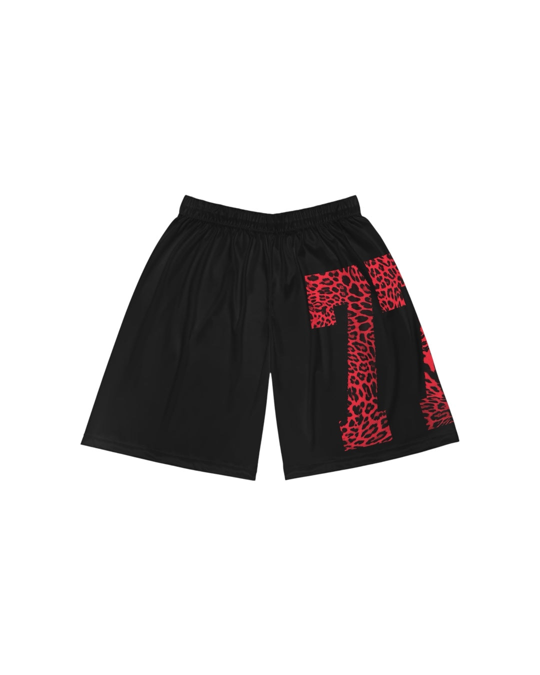 77 Basketball Shorts (Black/Red Cheetah) | YORI