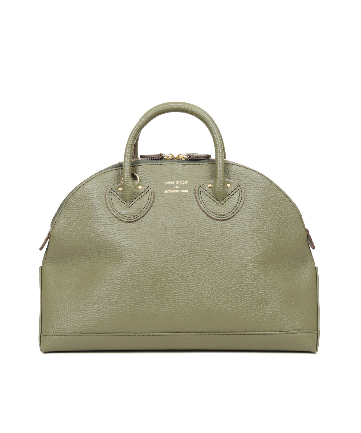 ヤングアンドオルセン エンボスド レザー ジップ ボート バッグ M