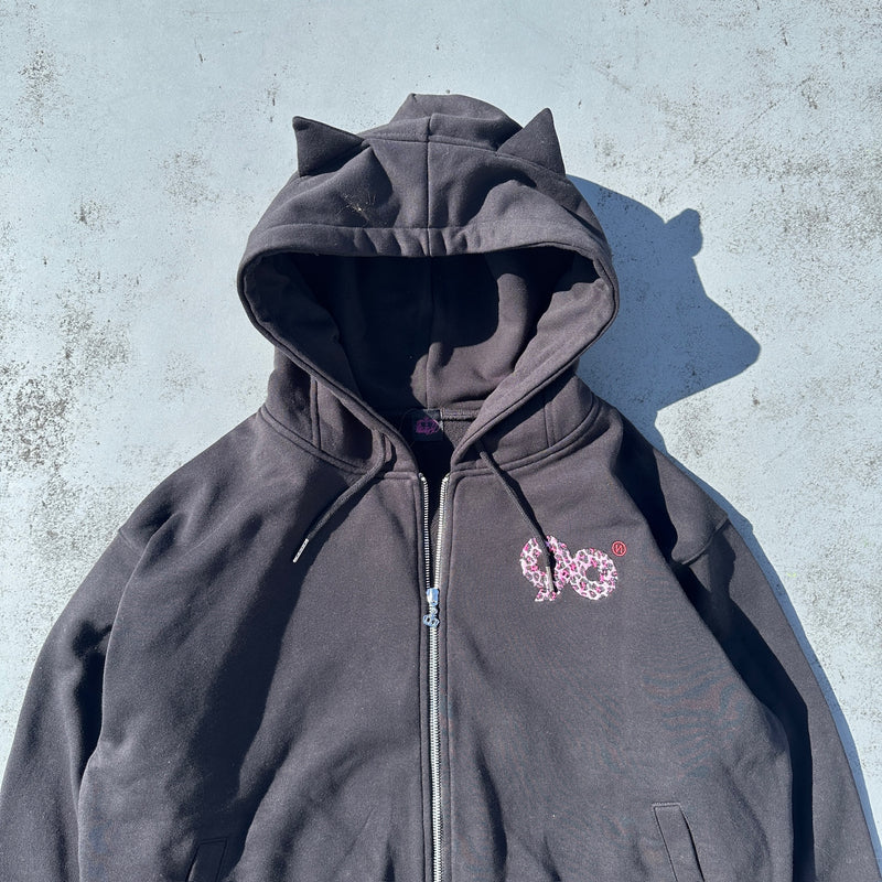90 Logo Cat Ear Zip Hoodie【9090girl】 – YZ