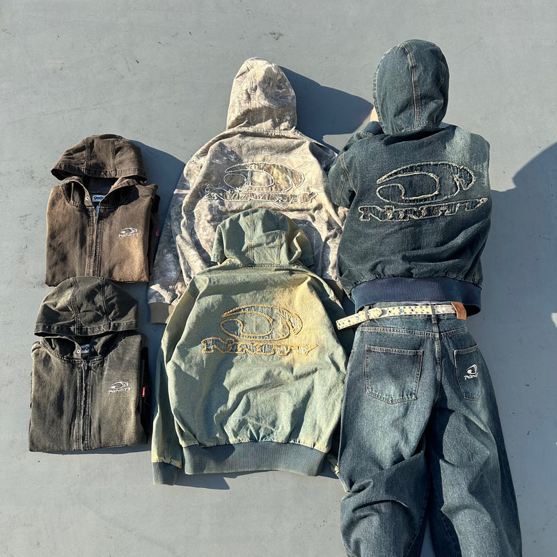 Heisei Logo Denim Zip Hoodie – YZ