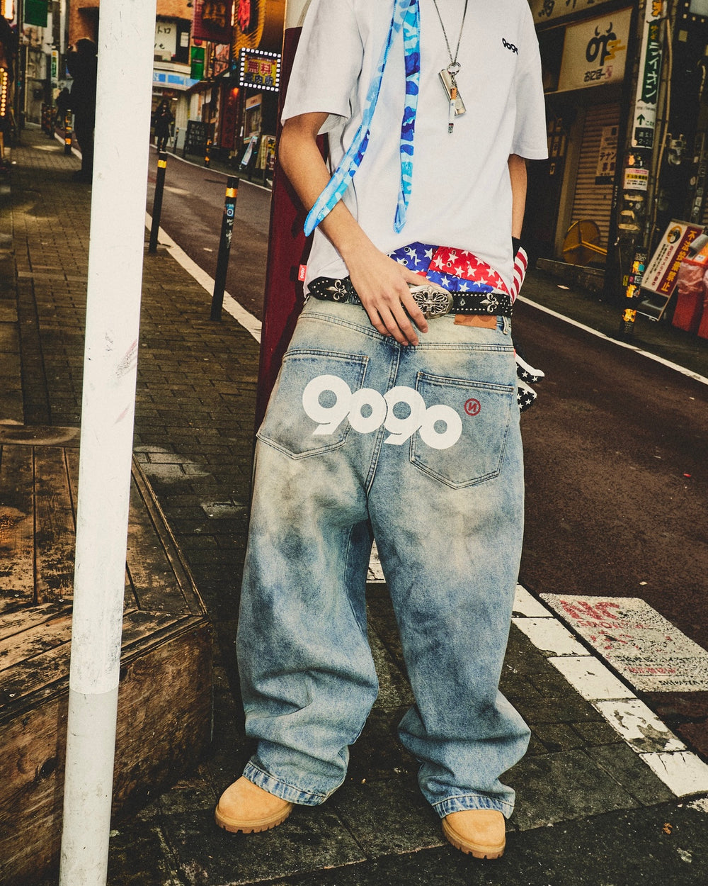 9090 OG Logo Painted Denim Pants – YZ