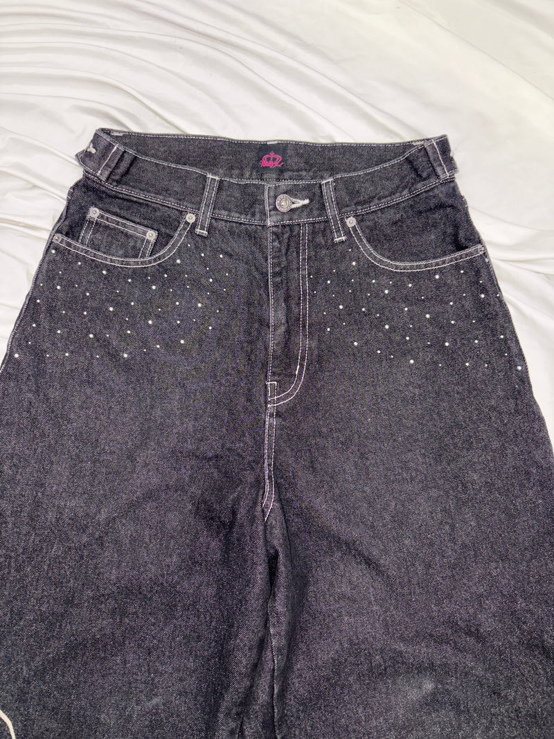 Feather logo Studs Buggy Denim Pants – YZ