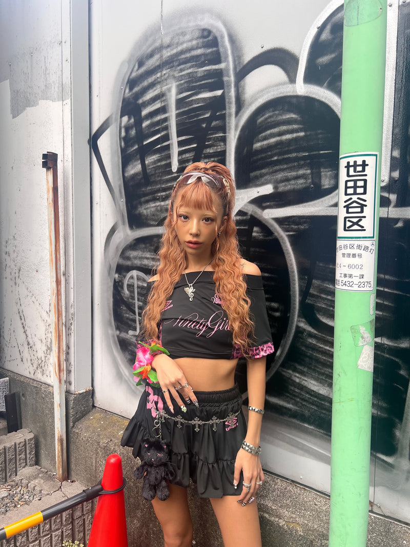 9090girl × umbro Leopard Off Shoulder Tee – YZ