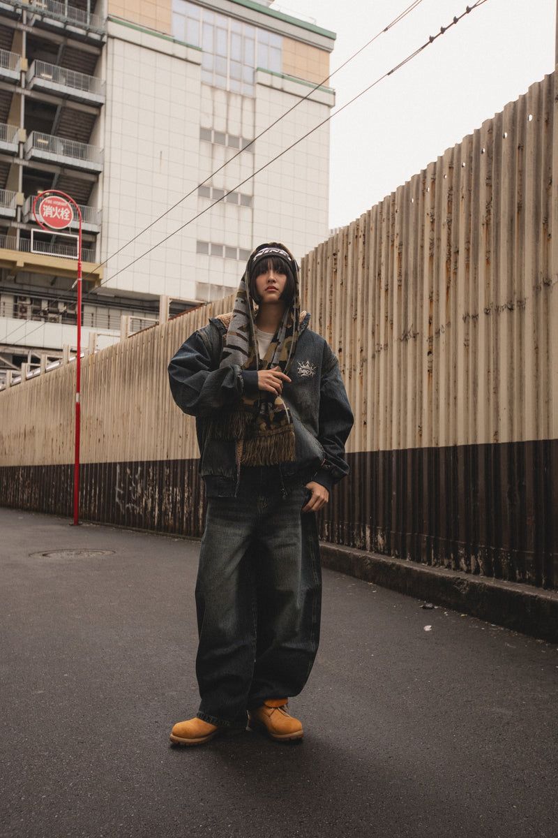 King Logo Slub Denim Zip Hoodie – YZ