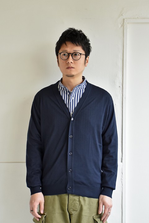JOHN SMEDLEY（ジョンスメドレー） Vネックカーディガン ネイビー - ZABOU