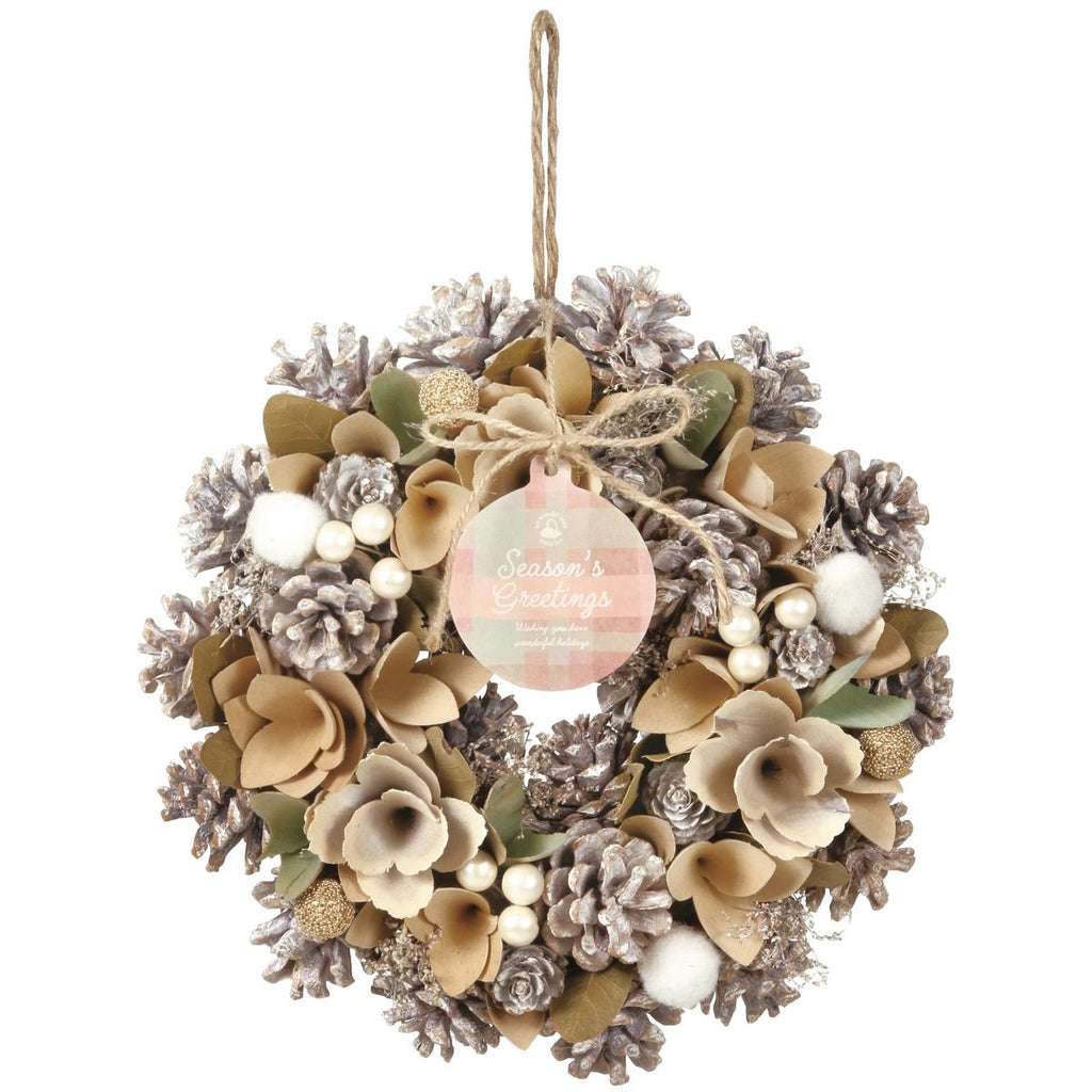 ドライフラワーリース 25cm 660069 ナチュラルホワイト クリスマス