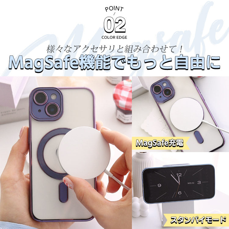 選べる】リング・グリップ付き｜Magsafe対応｜背面クリアiPhoneケース