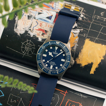22MM SINGLE PASS RUBBER STRAP FOR TUDOR® PELAGOS FXD BLUE DIAL