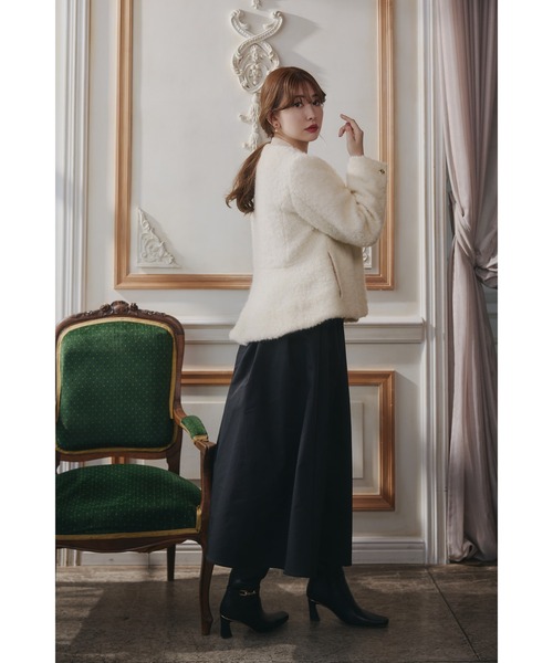 Her lip to ノーカラーコート コート Elise Boucle Peplum Coat