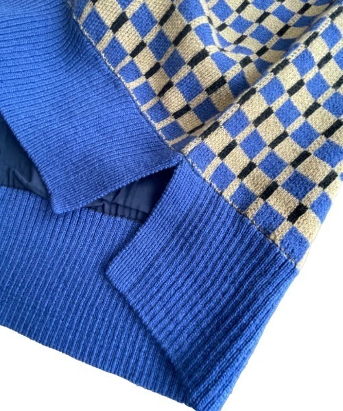 HERG1（エルグワン） ベスト ジレ ブロックチェック Vネックニット