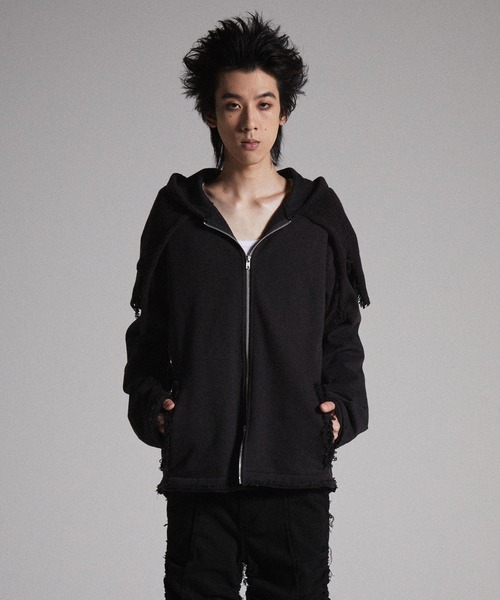 GRANCY パーカー 「GRANCY」Knit Layered Design Zip Hoodie / ニット