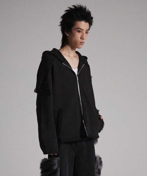 GRANCY パーカー 「GRANCY」Knit Layered Design Zip Hoodie / ニット