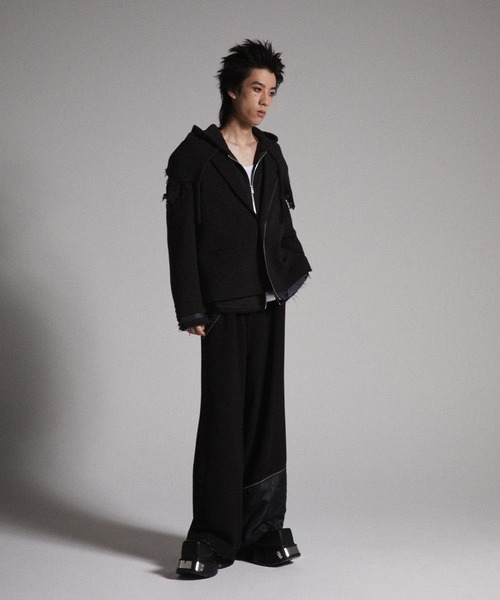 GRANCY パーカー 「GRANCY」Knit Layered Design Zip Hoodie / ニット