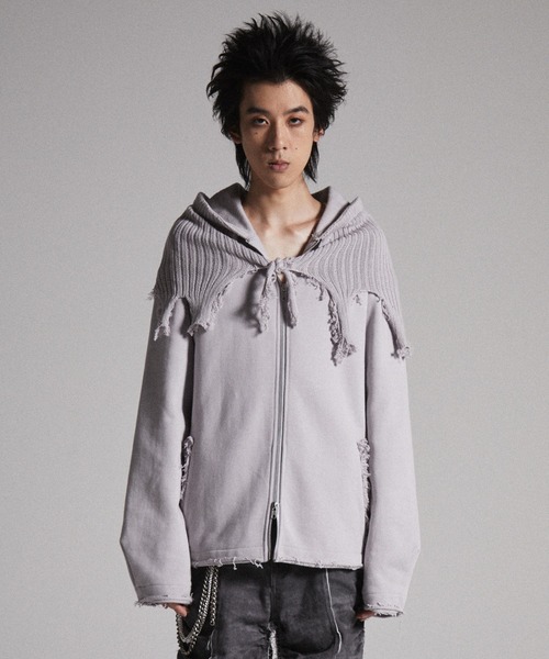 GRANCY パーカー 「GRANCY」Knit Layered Design Zip Hoodie / ニット