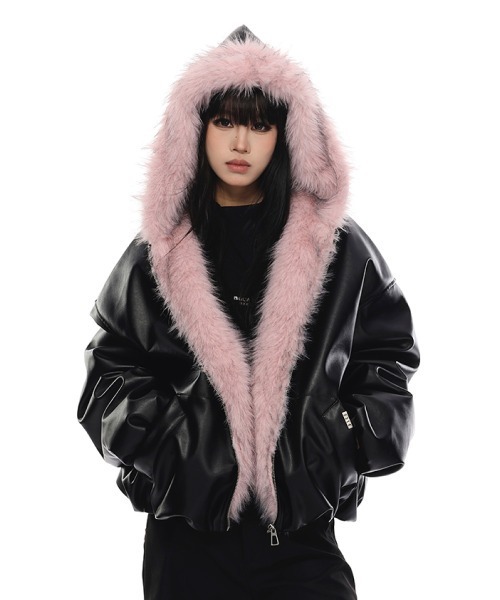 mushwear（マッシュウェア） ブルゾン アウター ピンクファーフード