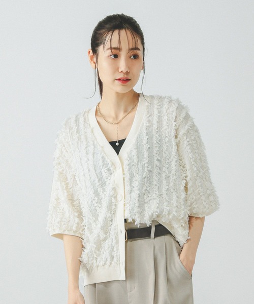 GLOBAL WORK（グローバルワーク） カーディガン ジャガードフリンジ